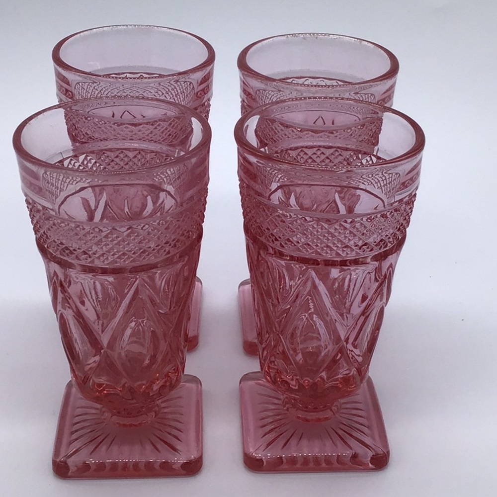 Pink Cape Cod Imperial Set of 4 Footed Juice Tumblers 5”